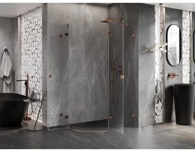 Mexen Lunar, pravý polkruhový sprchový kút 100 x 90 cm, 8mm číre sklo, profil ružové zlato, 833-100P-090L-60-00