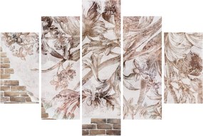 Obraz - Kvetinová freska na tehlovej stene (150x105 cm)