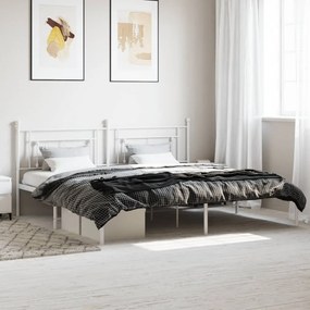 Kovový rám postele s čelom biely 200x200 cm 374395