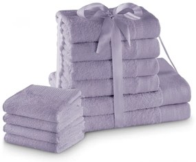 Froté bavlnené uteráky a osušky v súprave 10 ks v levanduľovej farbe Amari – Restilo