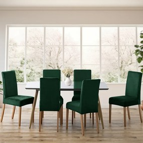 Restilo Napínací poťah na stoličku Sento tmavozelená, 48 x 48 x 58 + 10 cm, súprava 6 ks