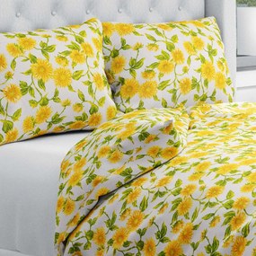 Biante Bavlnené posteľné obliečky Sandra SA-602 Slnečnice na bielom Predĺžené 140x220 a 70x90 cm