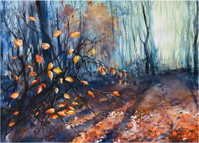 Sklenený obraz - Lúče jesenného slnka (70x50 cm)