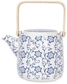 Porcelánová konvička na čaj s modrými kvetmi - 0,8 L