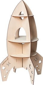 Raketová polica do detskej izby – drevená dekorácia na samomontáž 60x35 cm