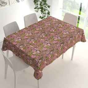 Biante Bavlnený obdĺžnikový obrus Sandra SA-554 Ruže a hortenzie na hnedom 100x160 cm
