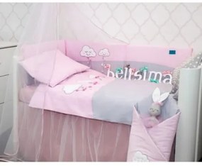 BELISIMA 5-dielne posteľné obliečky Belisima Obláčiky 100/135 rúžové