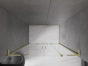 Mexen Velar L Duo, posuvné sprchové dvere do otvoru 140 cm, 8mm číre sklo, zlatá matná, 871-140-003-02-55
