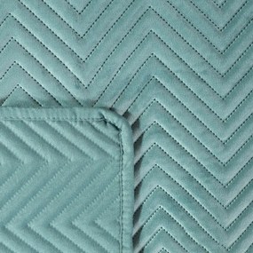 Prešívaný zamatový prehoz na posteľ mätovo zelenej farby 200 x 220 cm SKLADOM