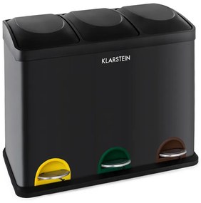 Klarstein Ökosystem odpadkový kôš nášľapný kôš triedič odpadu 45L (3x15L) čierna