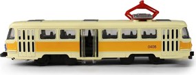 RAPPA Kovová česká retro električka Tatra T3 s otváracími strednými dverami - 16 cm - žltá