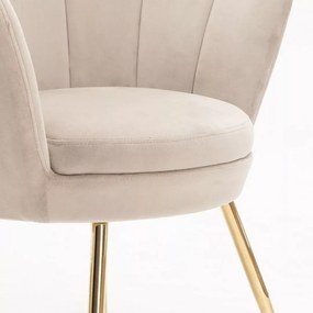 LuxuryForm DESIGN Kreslo FREY VELUR so zlatými nohami - latte