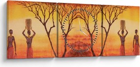 Obraz - Africká savana (s hodinami) (90x30 cm)