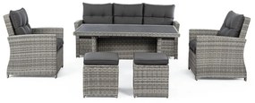 Sivá záhradná lounge súprava z umelého ratanu pre 6 Ariel – Bizzotto
