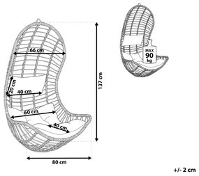 Ratanové závesné béžové kreslo PINETO Beliani