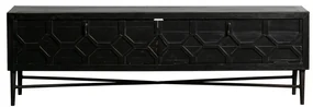 Čierny TV stolík z recyklovaného dreva 160x50 cm Bequest – BePureHome
