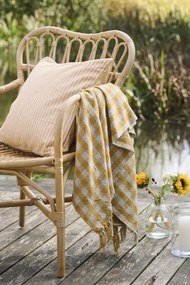 Ib Laursen Bavlněný přehoz Yellow Checks 130 × 160 cm