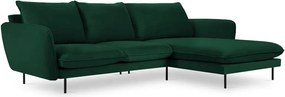 Tmavozelená zamatová rohová pohovka (pravý roh) Vienna – Cosmopolitan Design
