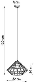 Závesné svietidlo Umberto, 1x biele drôtené tienidlo