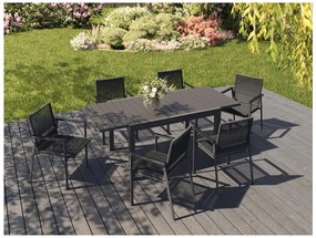 Livarno home Rozkladací záhradný stôl Miami + Záhradná stolička Miami, 6 kusov  (800008471)