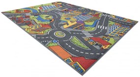 Detský koberec REBEL ROADS Town life 97 Veľké mesto, ulice protišmykový - sivý