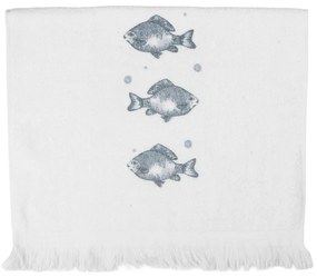 Biely kuchynský froté uterák s rybkami Fishes - 40*66 cm