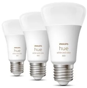 PHILIPS HUE Múdra LED stmievateľná žiarovka HUE s funkciou RGB, E27, A60, 6,5 W, 800lm, teplá biela-studená biel