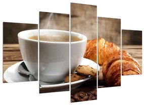 Obraz šálky kávy a croissantu (150x105 cm)