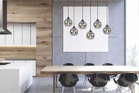 Závesné svietidlo Eliza, 6x sklenené tienidlo so vzorom