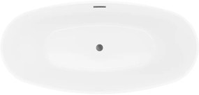 Mexen Lira, voľne stojaca vaňa, vzor, 170 × 80 cm, biela / čierna, prepad brúsený grafit, 52831708075-66