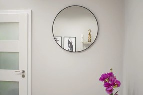 Dekorstudio Okrúhle zrkadlo s čiernym kovovým rámom 80 cm