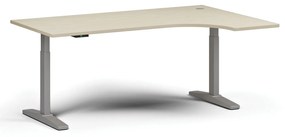 Výškovo nastaviteľný stôl, elektrický, 675-1325 mm, rohový pravý, doska 1800x1200 mm, sivá podnož, čerešňa