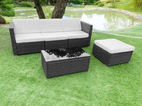 ZÁHRADNÝ SET ADRINA ŠEDÝ POHOVKA + TABURET + STÔL