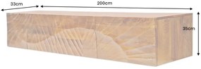 Závesný TV stolík Scorpion 200 cm z mangového dreva