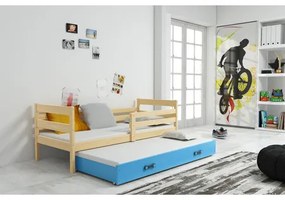 Detská posteľ s výsuvnou posteľou ERYK 200x90 cm Modrá Borovica