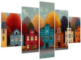 Obraz - Maľované jesenné mesto (150x105 cm)
