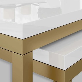 KONFERENČNÝ STOLÍK BELLA BIELY LESK + ZLATÁ