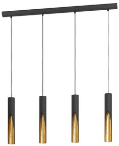 Eglo 900873 - LED Luster na lanku BARBOTTO 4xGU10/4,5W/230V čierna/zlatá