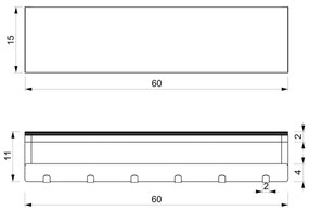 Nástenný vešiak na uteráky s poličkou 10x60 cm biela