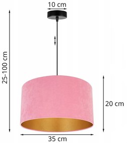 Závesné svietidlo Mediolan, 1x ružové/zlaté textilné tienidlo, (výber z 2 farieb konštrukcie), (fi 35cm)