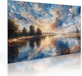 Sklenený obraz - Maľba slnka nad vodou (70x50 cm)
