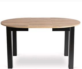 Sada stola HARRY 102-142 cm, dub Craft/čierna, a 4 čiernych stoličiek PERU