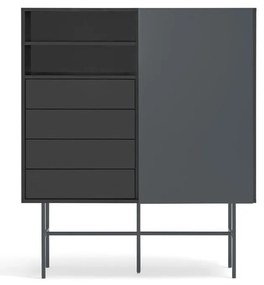 Čierno-antracitová vysoká komoda s posuvnými dverami 120x140 cm Nube – Teulat