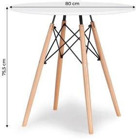 Elegantný okrúhly drevený stolík - 80 cm