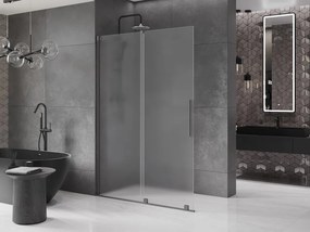 Mexen Velar, sprchová zástena s posuvnými dverami Walk-in 140 x 200 cm, 8mm sklo námraza, grafitová, 871-140-000-33-95