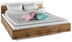 Manželská posteľ GABRIELA | dub wotan / biela 160 x 200 cm