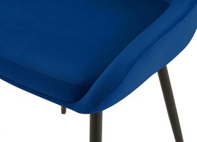 Jedálenská stolička Elmira - zamat, čierny rám - Tmavo modrá