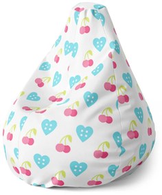 Sablio Sedací vak Pear Čerešne a srdce - 70 x 95 x 15 cm