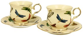 Porcelánová šálka na nohe s podšálkou Dragonfly 260 ml sada 2ks