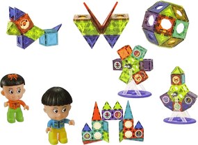 LEAN Toys Magnetické stavebnice 3D stavby – Ruské kolo a kolotoč, 71 dielov